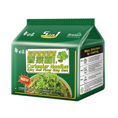 Baixiang Coriander Noodles Spicy Beef Soup 5 Packs 575g