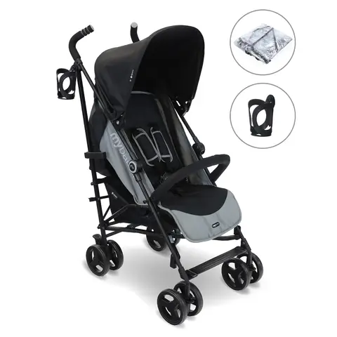 My Babiie MB02 Plus Lightweight Stroller Black and Grey