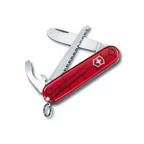 Victorinox Mein erstes Victorinox Kinder-Taschenmesser - 9 Funktionen - Transparent Rot - Mit Halskette
