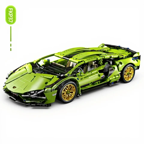 Huacan Lamborghini Auto-Modell-Bausteine – 1280 Stück, Montagebausteine für berühmte Fahrzeuge, Kinderspielzeug, grün