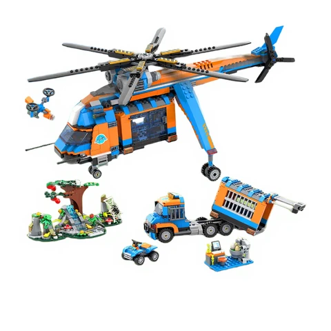 City Jungle Abenteurer Hubschrauber Bauspielzeug - 1356 Teile Waldtruck Abenteuer Bausatz mit Auto Krokodil Braunbär Wildtier-Rettungsblöcke Spielset Geschenk für Erwachsene Kinder Jungen 6-12 Jahre, Weihnachtsgeschenk
