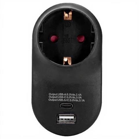 Aigostar Conversiestekker met USB+TYPE-C 16A Plug