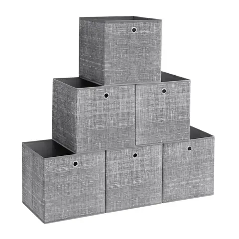 Storage Box, Set of 6, 33x33x33cm, Heathered Grey