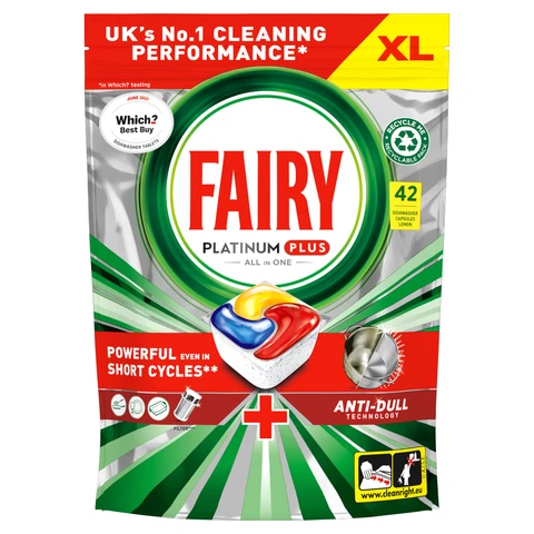 Fairy Platinum Plus All In One Dishwasher Tablets Lemon 42 Tablets