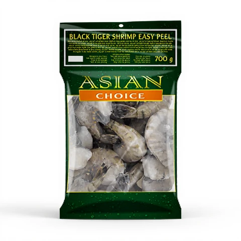 Asian Choice Black Tiger Shrimp Headless, Shelled and Open Back 1kg (700g net)