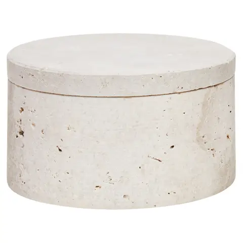 Fifty Five South Travertine Round Trinket Box