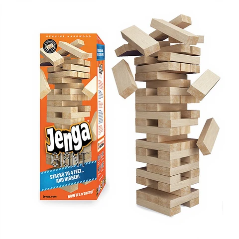 Riesiges Jenga-Partyspiel für Erwachsene (Holzblockspiel für Teambuilding-Spaß und Balance-Herausforderungen)