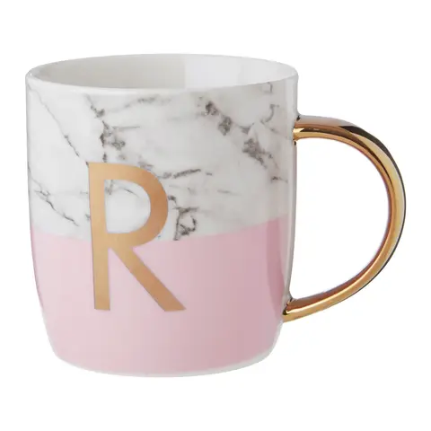Frosted Deco Marble EFFECT and Pink Monogram Mug， R