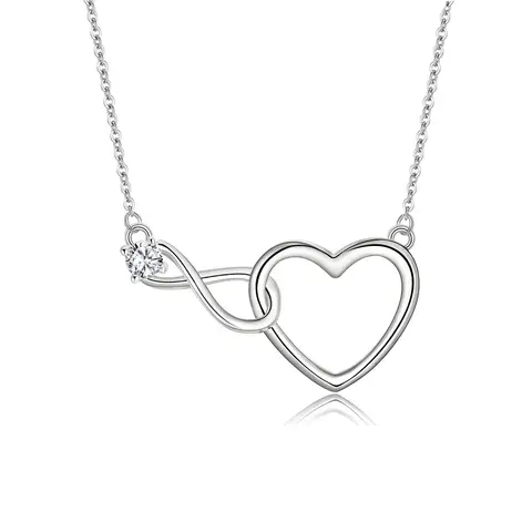 Ever Faith Infinity Heart Interlock Pendant Necklace with Cubic Zirconia