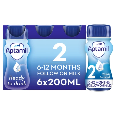 Aptamil Ready To Drink 2 Follow On Milk 6-12 Months 6 X 200ml
