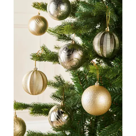 WeRChristmas Pale Gold Shatterproof Baubles, 16 Pack, 8 cm