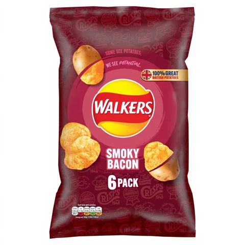 Walkers Smoky Bacon Crisps 6x25g