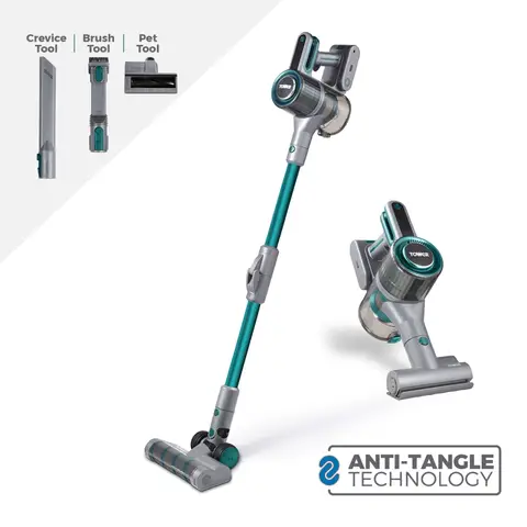 Tower T513011PETS VL80 Cordless 3-in-1 Pole Vacuum Cleaner with Flexi Pole, HEPA 12 Filter & Anti-Tangle Floor Head, 1L Dust Tank,  29.6V Li-ion, Ocean Teal