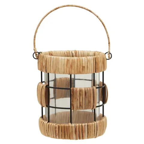 Interiors by Premier Lantern Kuta Woven Natural/Black Small