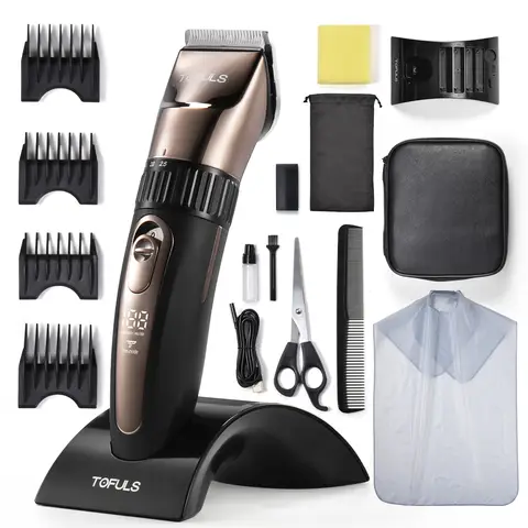 Tofuls Cordless Electric Hair Clipper, Hair Trimmer – 2-Speed Powerful Motor, 5 Length Settings, 100% Waterproof Design, Ideal for Home Use, Model No. G9932