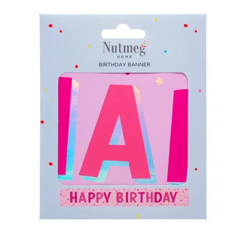 Nutmeg Party Banner Happy Birthday Pink