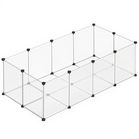 Songmics Enclos en plastique pour animaux de compagnie avec plaques de base - pour chat, chien, cochon d'Inde, hamsters, lapins, 143 x 73 x 46 cm