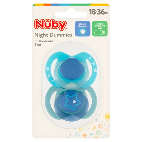 Nuby Night Dummies Orthodontic Teat 18-36 Months 2 Pack
