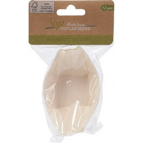 Bowl Amuse Poplar Wood - Salad Dressing Small Bowl 185x 12-Piece Set