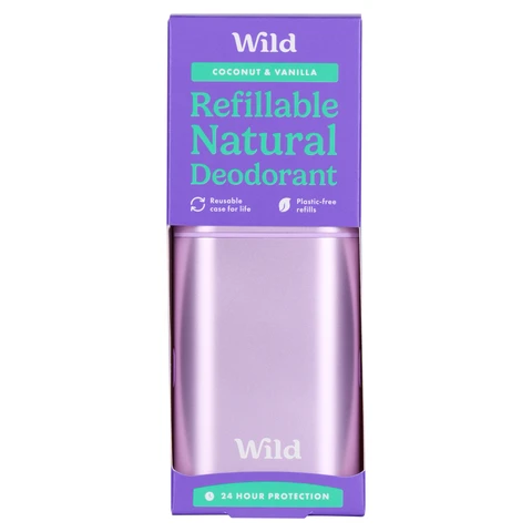 Wild Refillable, Coconut & Vanilla Purple Case Natural Deodorant 40g