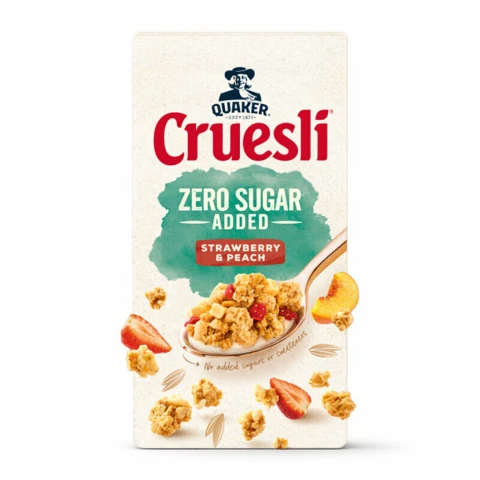 Quaker Cruesli Zonder Toegevoegde Suikers Aardbei & Perzik 400 g