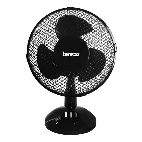 Benross 9-Inch Desk Fan – 3 Speed Settings, Push-Button Control, Oscillation, Tilt Adjustment – Black, 43919