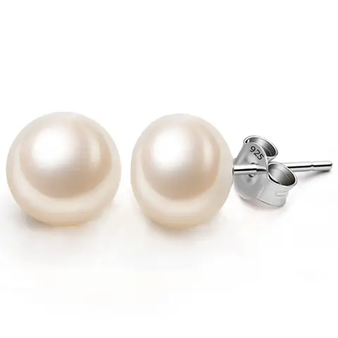 Ever Faith 13mm Cream Freshwater Cultured Pearl Stud Earrings