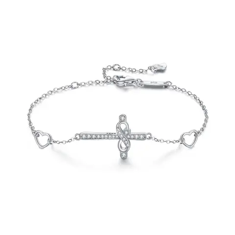 Ever Faith Cross Bracelets Cubic Zirconia Good Lucky Infinity Love Heart Adjustable Link Bracelet