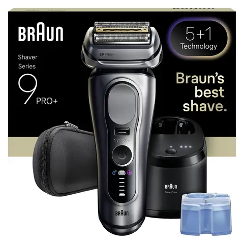 Braun Series 9 PRO+ 9667CC Wet & Dry Electric Shaver for Men, 5+1 Ultra Thin Precision Blades, Pro SensoAdapt, Up to 60 min, 6in1 SmartCare Center, Silver