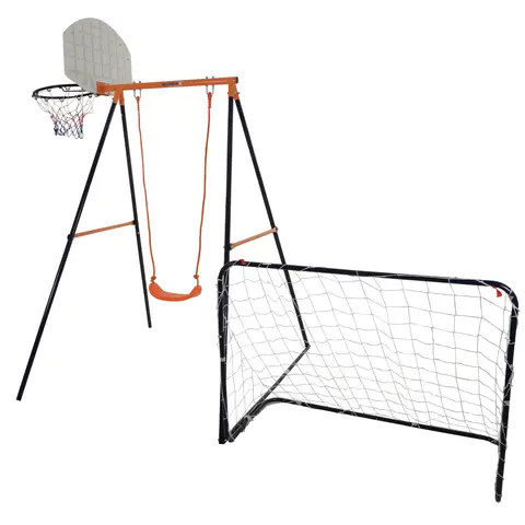 Hedstrom Kids Outdoor Play Set Triton Swing, Basketball Hoop & Football Goal Black/Orange