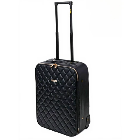 ProWorld Reiskoffer quilt-design met 4 wielen en telescoop-handgreep 20 inch 28 L zwart