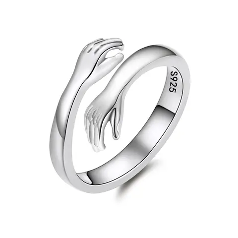 Ever Faith Hug Ring Hugging Hands Adjustable Ring
