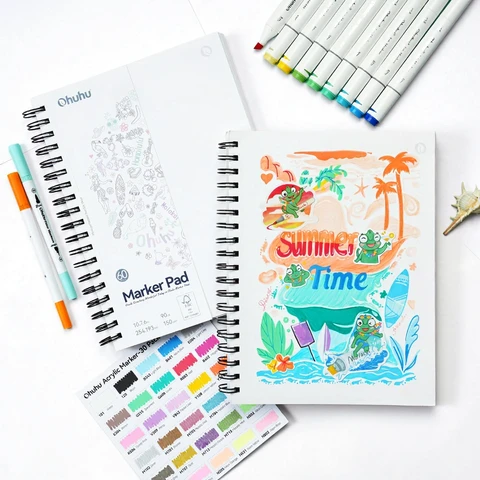 Ohuhu Sketchbook - Double-Sided 150GSM, 120 Pages, 10×7.6" Spiral Bound Art Journal