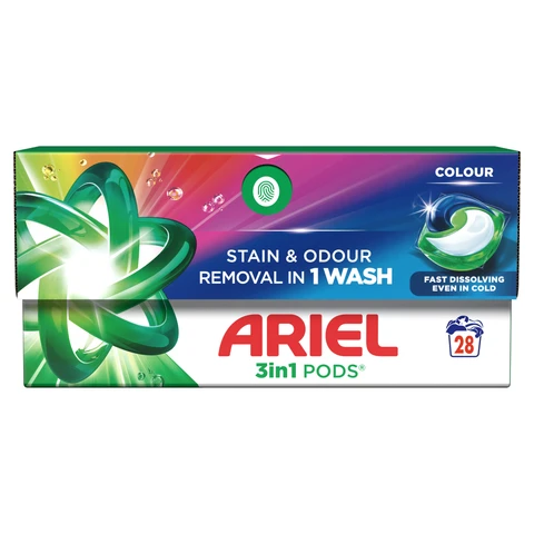 Ariel 3in1 PODS, Washing Liquid Laundry Detergent Capsules, Colour, 28 Washes