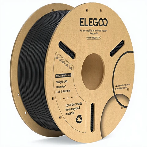 Elgoo PLA+ Filament 1kg Papier-Spule - Schwarz (10 Spulen/Karton)