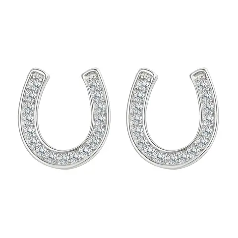 Ever Faith Clear Cubic Zirconia Lucky Horseshoe Stud Earrings