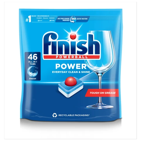 Finish Power All in One Dishwasher Tablets, Regular, 46 Tabs