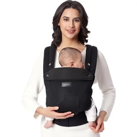 Momcozy Air Mesh Baby Carrier - Ergonomic, Lightweight Infant Carrier for 7-44 lbs with Enhanced Lumbar Support and All-Day Comfort, Hands-Free in Black