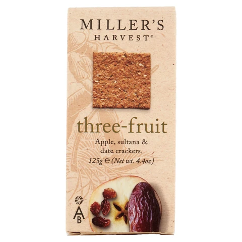 Miller's Three Fruit Crackers 125g