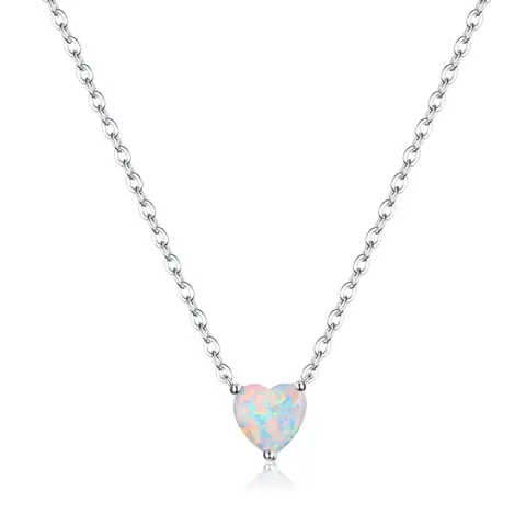 Ever Faith Hypoallergenic Dainty 11mm Opal Love Heart Choker Necklace