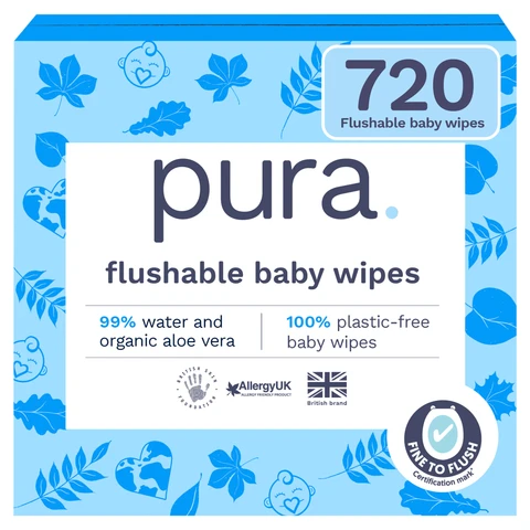Pura Flushable Eco Baby Wipes 720 Pack