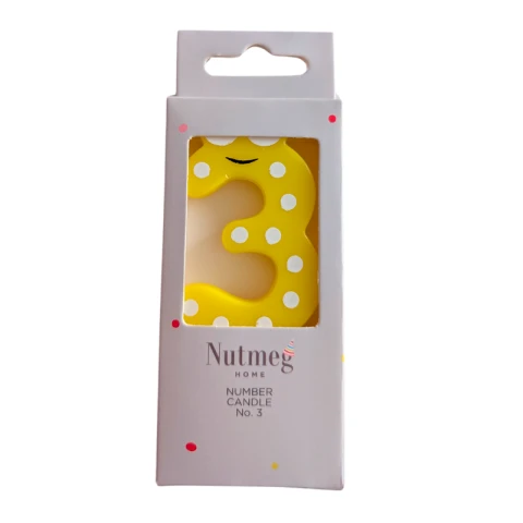 Nutmeg Cake Candle Animal Number 3 Yellow