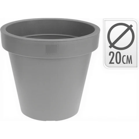 Nampook Bloempot Kunststof Grijs 20 cm - Tuindecoratie - Meerdere Maten Beschikbaar