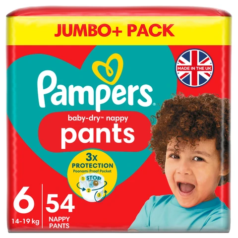 Pampers Baby-Dry Nappy Pants Size 6 54 Pack Jumbo+ Pack