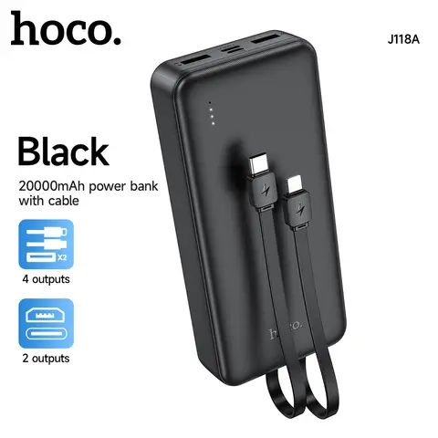 HOCO J118A 20000mAh Speed Energy Power Bank - Black