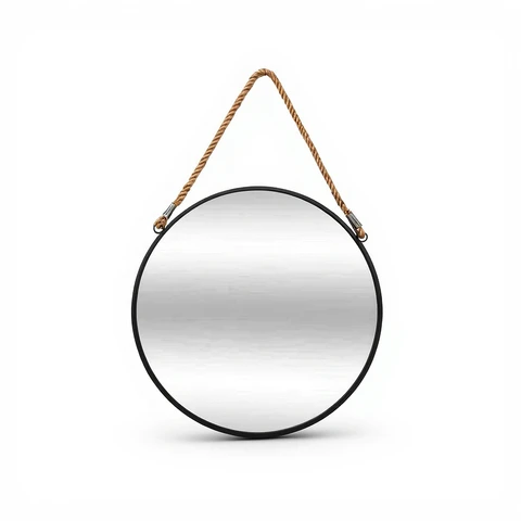 Mirror with Lanyard Hanging Mirror Cosmetic Mirror Make-up Mirror - D 38 cm