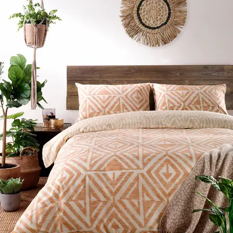 Furn Duvet Cover Set Tanza Terracotta Double