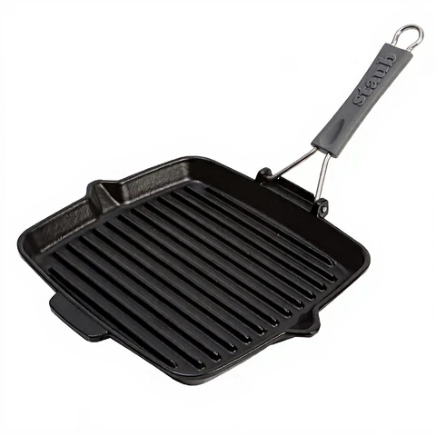 Staub Grillpfanne Quadratisch, Gusseisen, Mit Einzelgriff, 24 × 24 cm