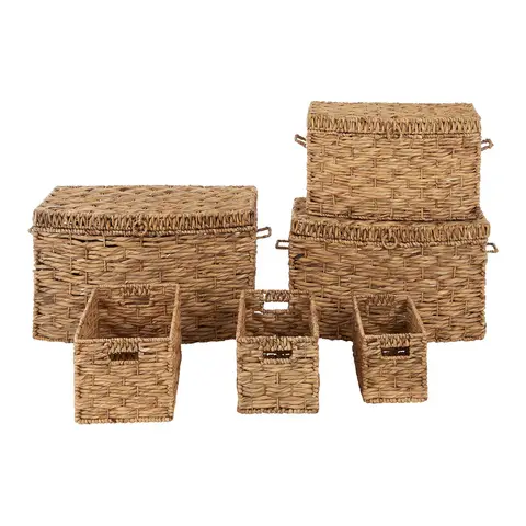 Lidi Set Of Six Brown Washed Storage Baskets.