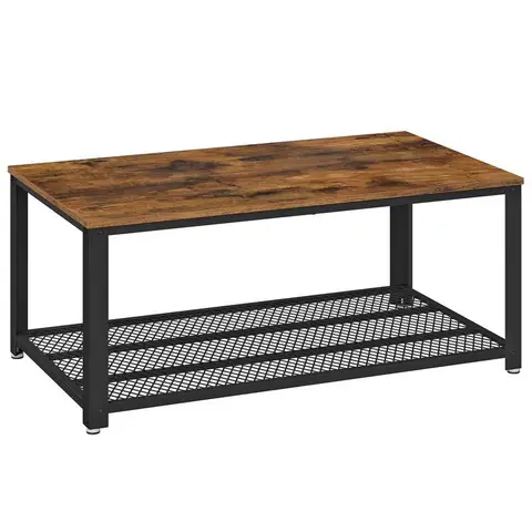 VASAGLE Coffee Table Rectangle Rustic Brown/Black